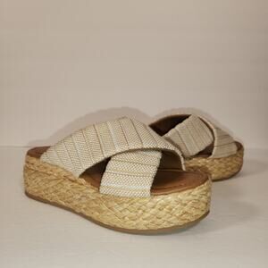 UNIVERSAL THREAD Espadrille Sandal Womens 6.5 Tan Striped Platform Textured Boho